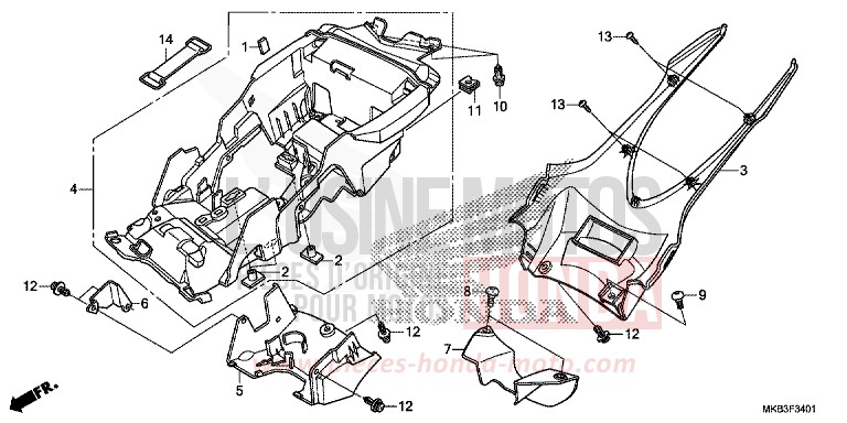 GARDE-BOUE ARRIERE (CBR1000RA/SA) de CBR1000RR "Fireblade" GRAPHITE BLACK (NHB01) 2016